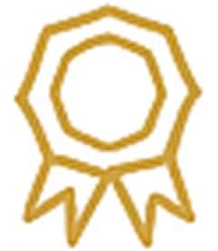 Gold outline of an award ribbon icon representing Tech-savvy bookkeeping icon